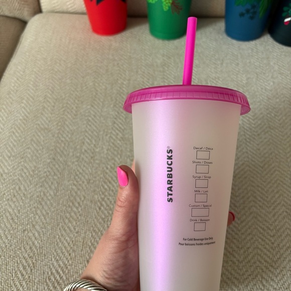 Starbucks Festive Holiday Cold Drinks Cups Set - Red, Green, Pink - Picture 5 of 7